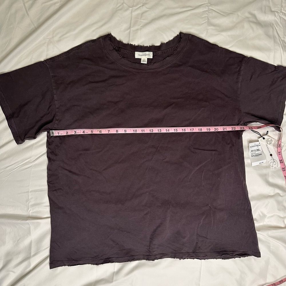 Treasure & Bond Distressed Raw Hem Tee Grey Relaxed Fit Minimalist T-Shirt Large - Picture 8 of 11